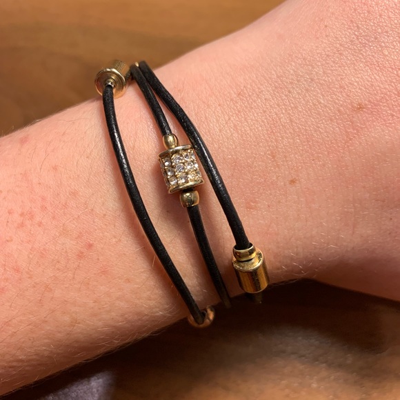 Fossil Black Leather & Gold Bracelet - Picture 3 of 4